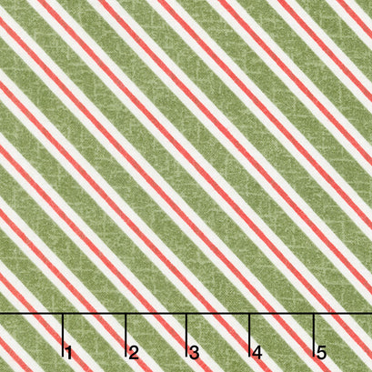 Snowdays Flannel - Candy Cane Stripe Green Yardage