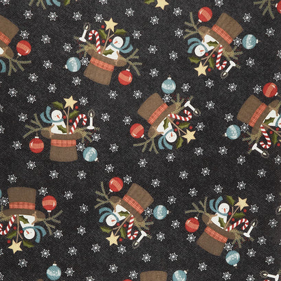 Snowdays Flannel - Santa Hat Charcoal Yardage