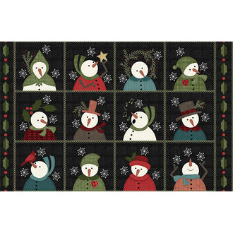 Snowdays Flannel - Snow Squares Charcoal Panel