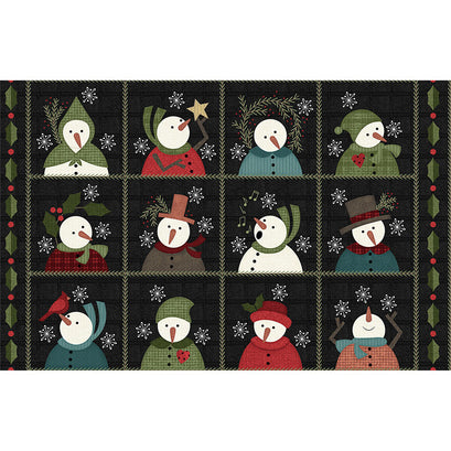 Snowdays Flannel - Snow Squares Charcoal Panel