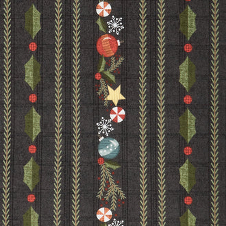 Snowdays Flannel - Snowdays Border Stripe Charcoal Yardage