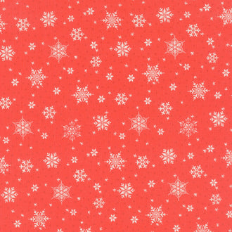 Snowed In - Snowflakes Red Yardage
