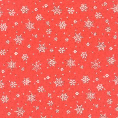 Snowed In - Snowflakes Red Yardage