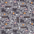 So Adora-Boo! - Words Grey Glow in the Dark Yardage