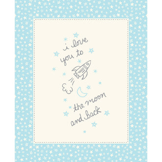 Soft & Sweet - To the Moon Blue Flannel Panel