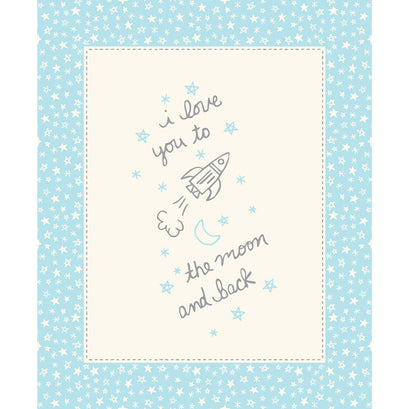 Soft & Sweet - To the Moon Blue Flannel Panel