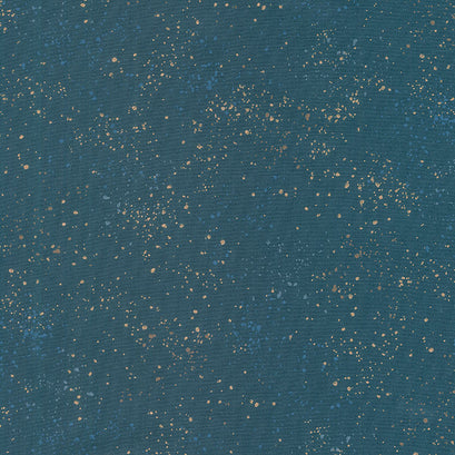 Speckled - Teal Navy Metallic Yardage