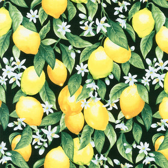 Splash of Lemon - Fruiting Lemons Black Yardage
