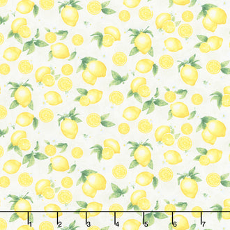 Splash of Lemon - Small Etched Lemons Cream Yardage