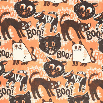 Spooktacular - Scaredy Cat Orange Yardage