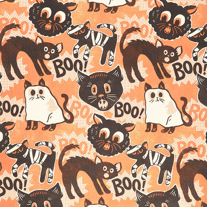 Spooktacular - Scaredy Cat Orange Yardage