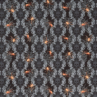 Spooky Night - Spooky Damask Black Yardage