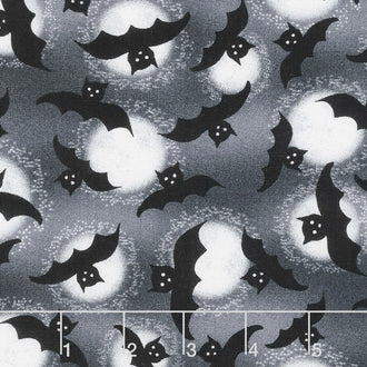 Spooky Vibes - Bats Allover Black Yardage