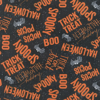 Spooky Vibes - Words Allover Black Yardage