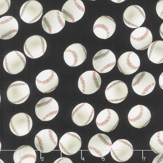 Sports Life - Baseball Black Digitally Printed Yardage