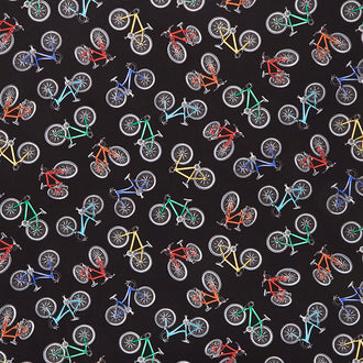 Sports - Tossed Colorful Bicycles Black Yardage