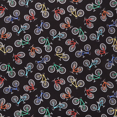 Sports - Tossed Colorful Bicycles Black Yardage