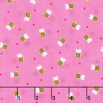 Spring Has Sprung - Buzzing Bees Pink Yardage