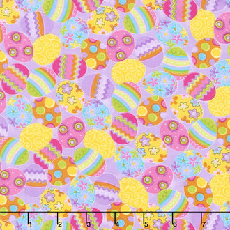 Spring Has Sprung - Decorative Eggs Lilac Yardage