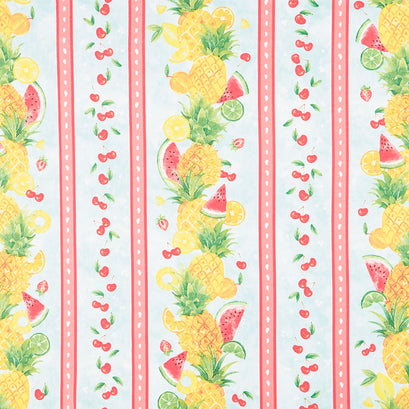 Squeeze the Day - Fruit and Floral Repeating Stripe Multi Yardage