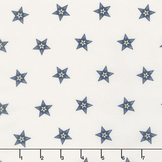 Star & Stripe Gatherings - Star in a Star Ivory Blue Yardage