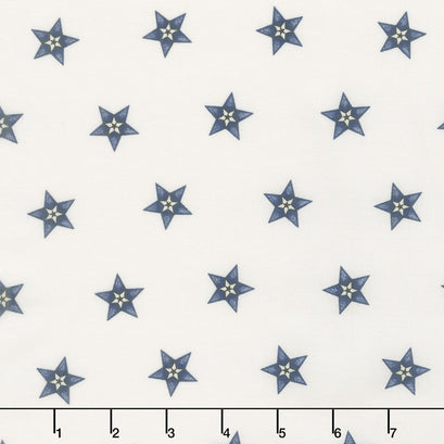 Star & Stripe Gatherings - Star in a Star Ivory Blue Yardage