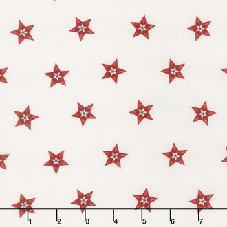 Star & Stripe Gatherings - Star in a Star Ivory Red Yardage