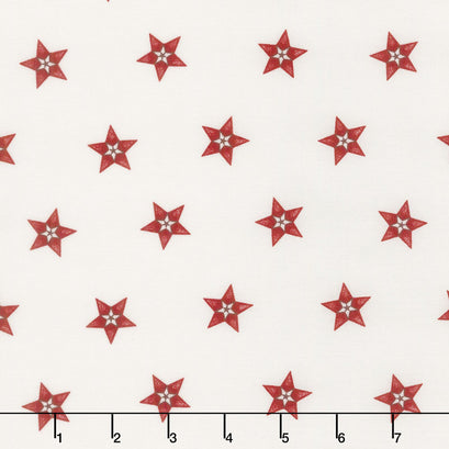Star & Stripe Gatherings - Star in a Star Ivory Red Yardage