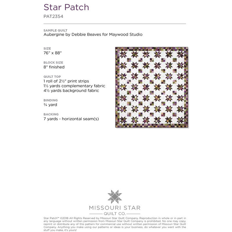 Star Patch Quilt Pattern by Missouri Star