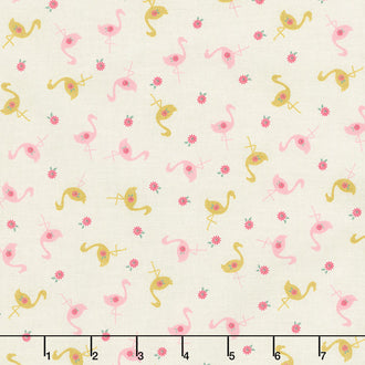 Stardust - Flamingo Vintage White Metallic Yardage