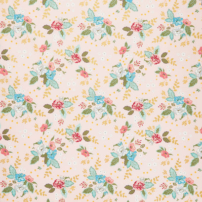 Stardust - Floral Pink Metallic Yardage