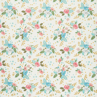 Stardust - Floral Vintage White Metallic Yardage