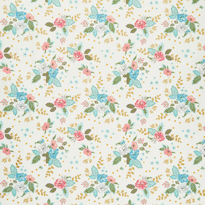Stardust - Floral Vintage White Metallic Yardage