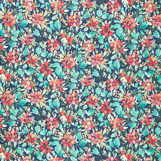 Starflower Christmas - Floral Navy Yardage