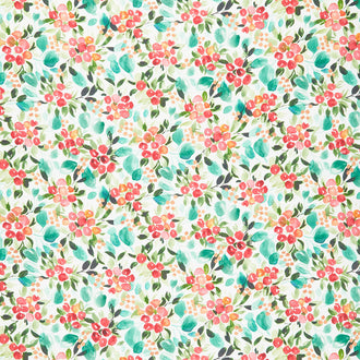 Starflower Christmas - Floral White Yardage