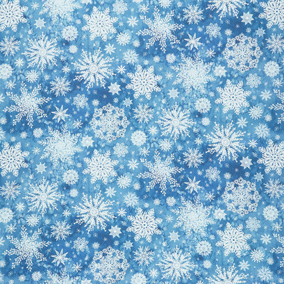 Starflower Christmas - Snowflake Blue Yardage