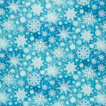 Starflower Christmas - Snowflake Teal Yardage