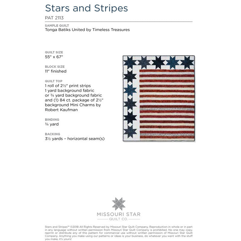 Stars and Stripes Quilt Pattern by Missouri Star Alternative View #1