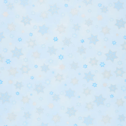 Stars of Light - Large Stars Light Blue Metallic Yardage