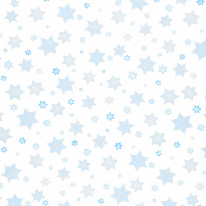 Stars of Light - Large Stars White Metallic Yardage