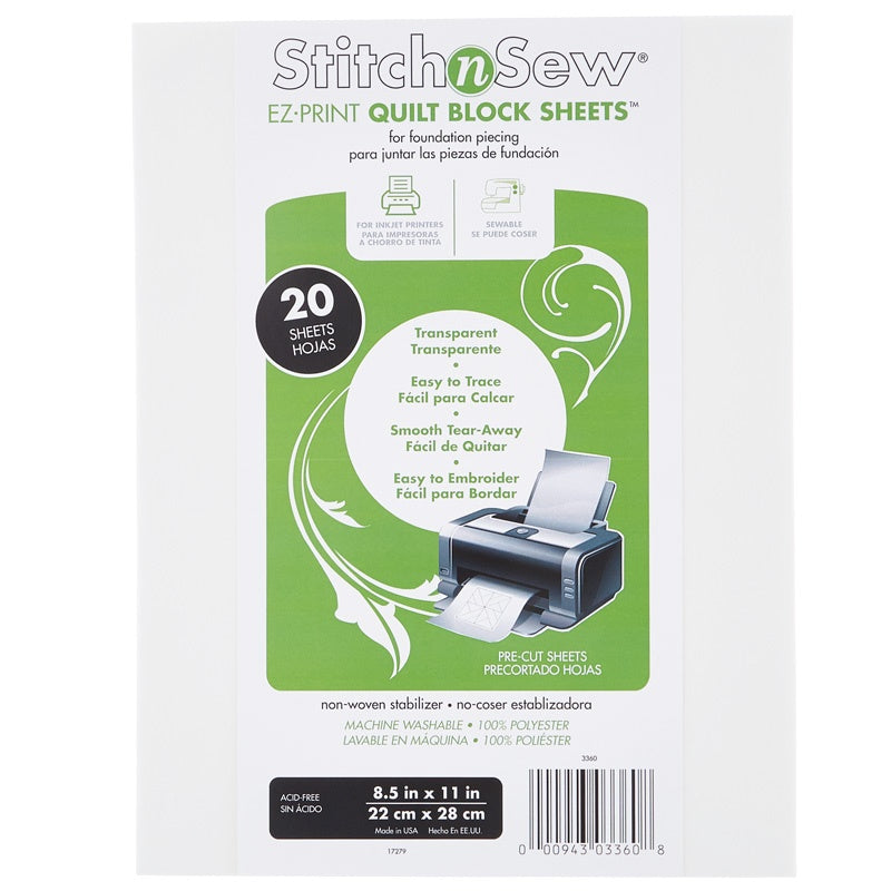 Stitch n Sew EZ Print Quilt Block Sheets