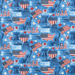 Stonehenge Stars and Stripes 10th Anniversary Collection - American Icons Blue Yardage