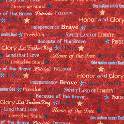 Stonehenge Stars and Stripes 10th Anniversary Collection - Inspirational Script Red Yardage