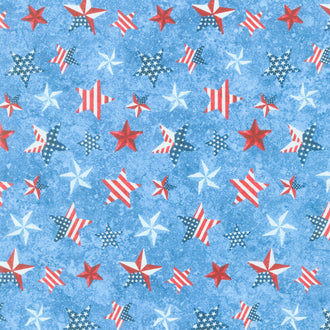 Stonehenge Stars and Stripes 10th Anniversary Collection - Multi Star Blue Yardage