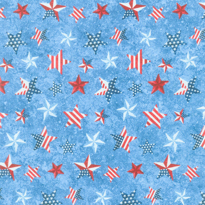 Stonehenge Stars and Stripes 10th Anniversary Collection - Multi Star Blue Yardage