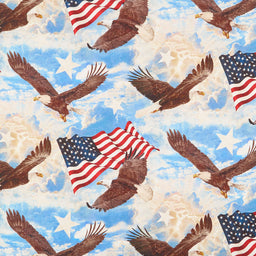 Stonehenge Stars and Stripes 10th Anniversary Collection - Soaring Eagles Blue Digitally Printed Yardage