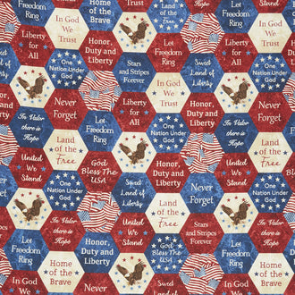 Stonehenge Stars and Stripes VII - Big American Hexies Navy Multi Yardage