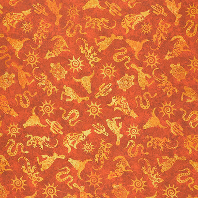 Stonehenge Sun Valley 2 - Southwest Animal Toss Red Multi Digitally Printed Yardage