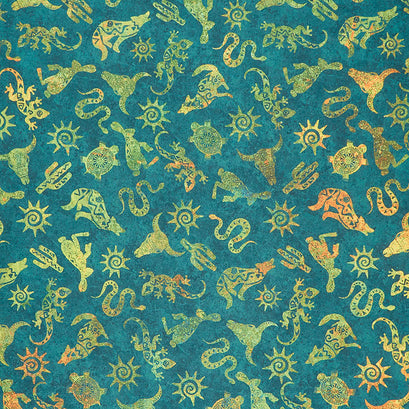 Stonehenge Sun Valley 2 - Southwest Animal Toss Teal Multi Digitally Printed Yardage