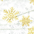 Stonehenge White Christmas - Snowflakes Neutral Gold Metallic Yardage